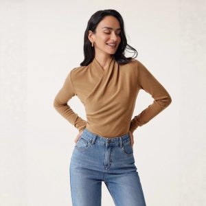 Fashion Women Solid Color Slim Fit Pullover Sweater